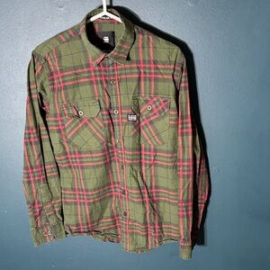 G-Star Green and Red Plaid Casual Button Down Shirt